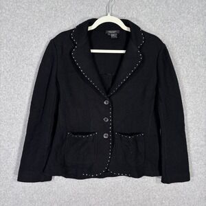 Karen‎ Kane Merino Wool Embellished Blazer Large Knit Sequin Glam Classic Career
